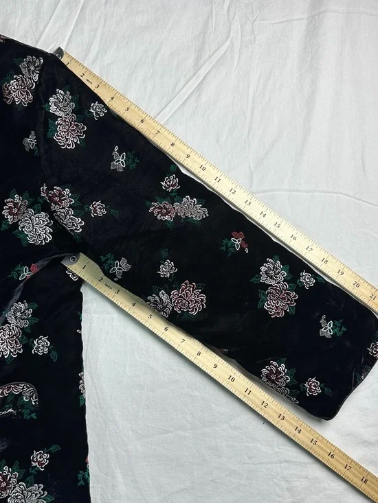 🌸 Vintage MiMi Black Velvet Floral Frog Closure Tang Jacket XL 8887-16 🌸 - Picture 6 of 11